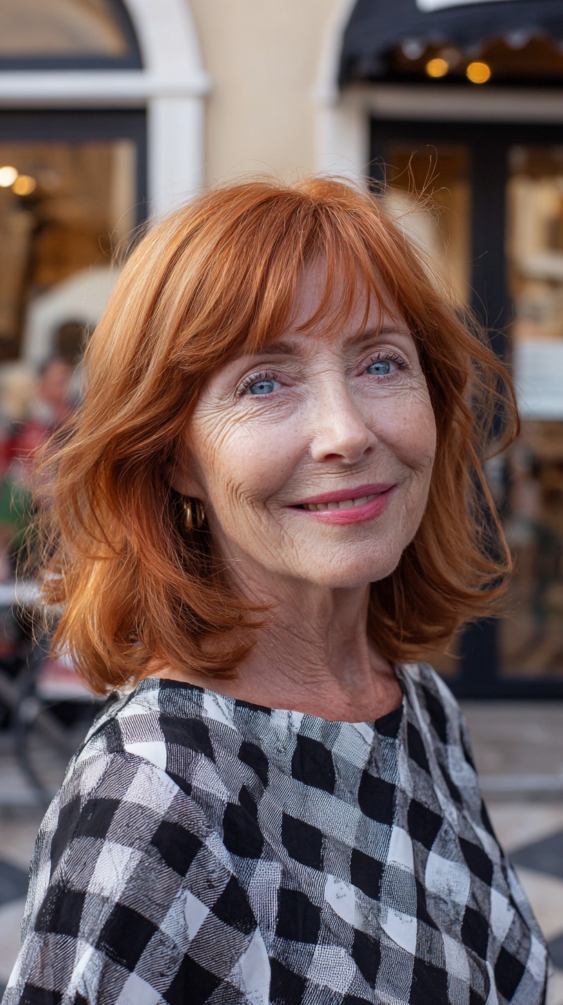 Ginger Red Mid-Lob with Rounded Micro Curtain Fringe