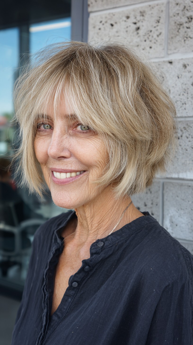 Light Airy Chin-Grazing Bob with Subtle Curtain Fringe