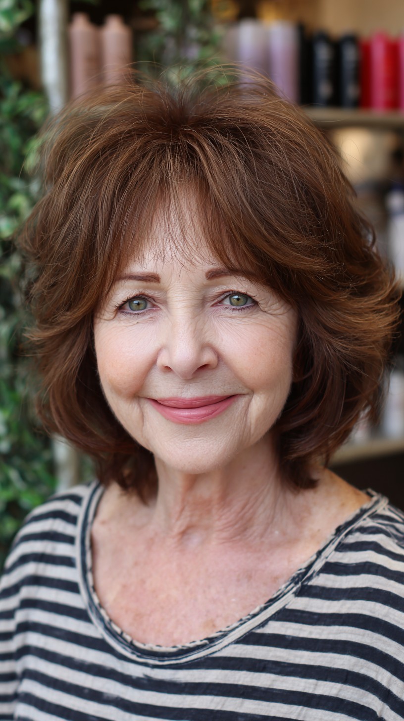 Soft Chestnut Bottleneck Fringe with Feathered Volume