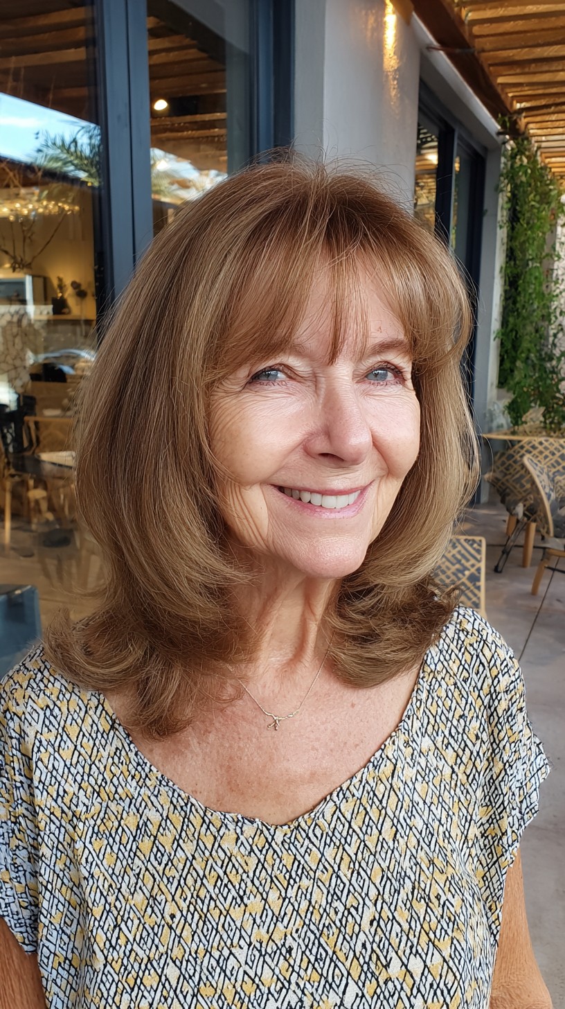 Soft Face-Framing Mid-Length Cut with Feathered Curtain Fringe