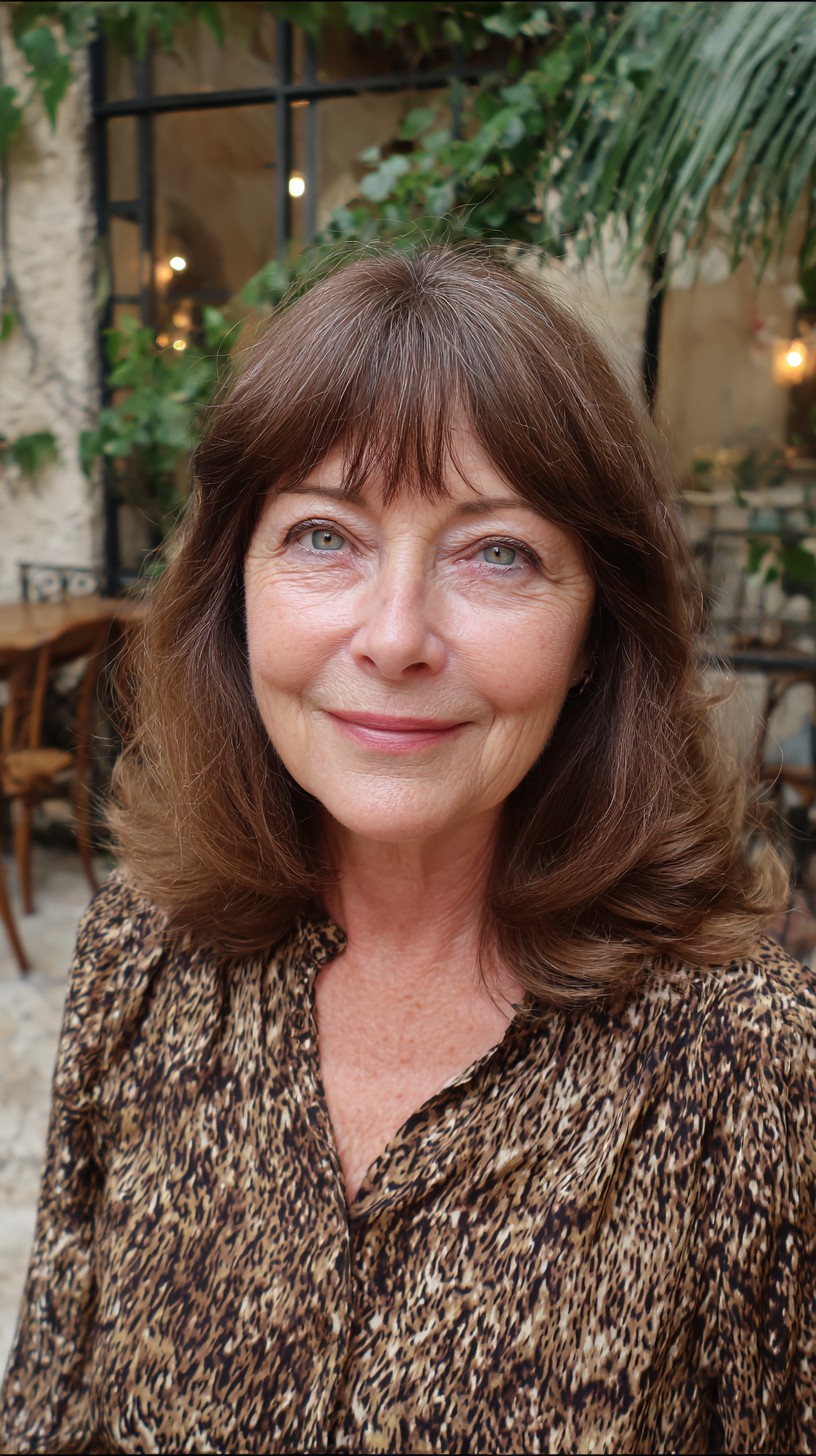 Soft Rounded Mid-Lob with Micro Curtain Fringe and Silver-Root Melt