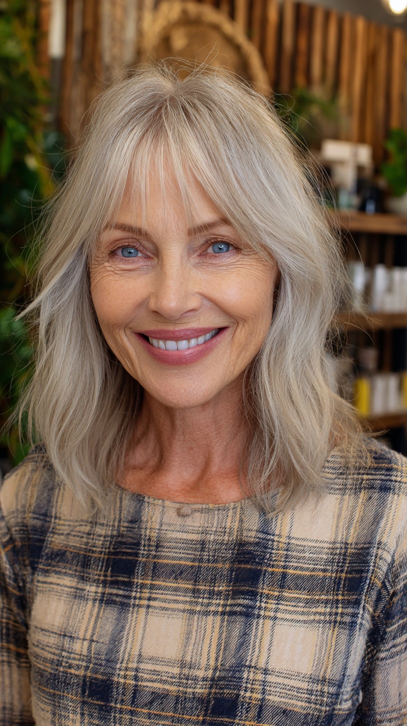 Soft Silver Mid-Lob with Wispy Curtain Fringe