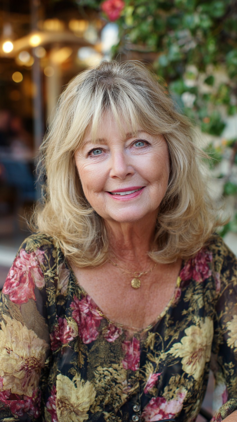 Sunlit Shoulder-Length Layers with Wispy Curtain Fringe