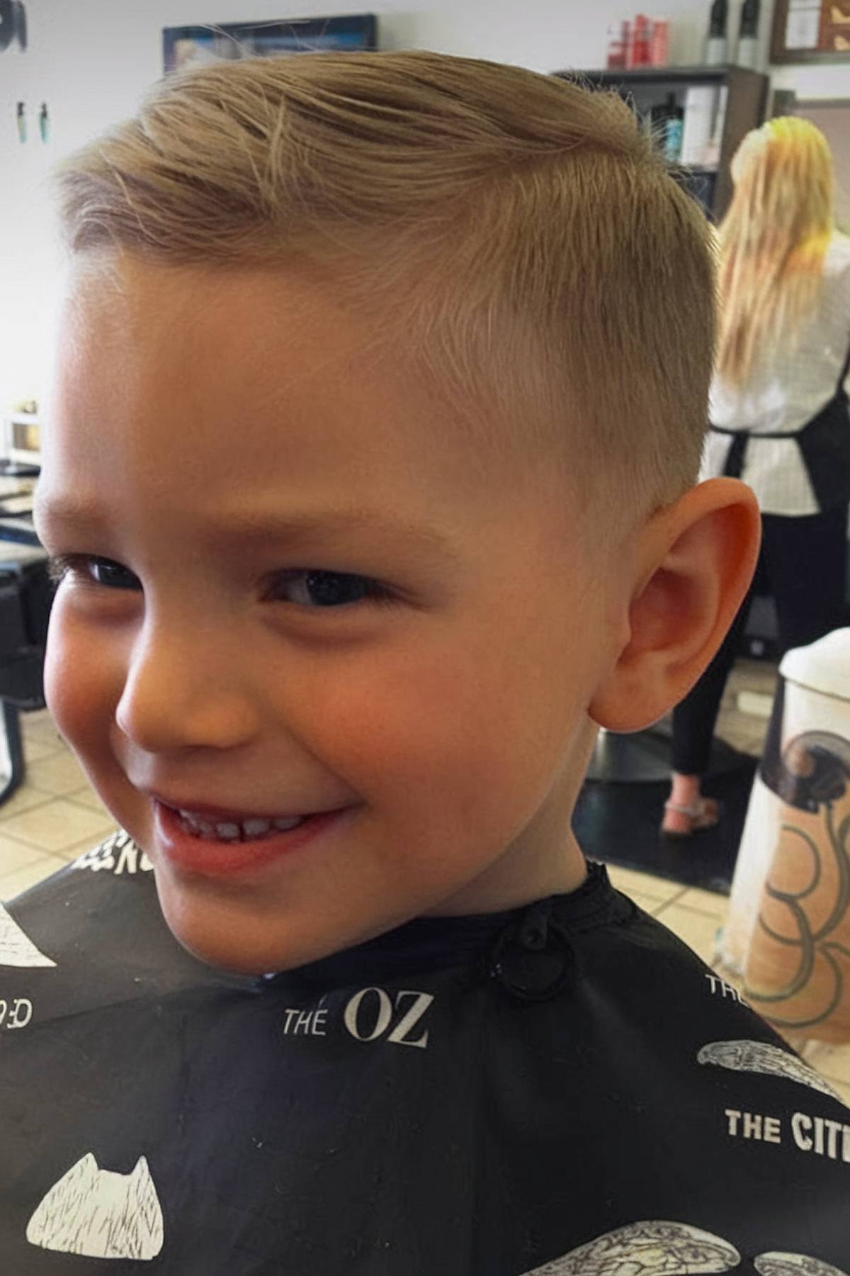 Toddler boy haircut for thin hair with combed-over top