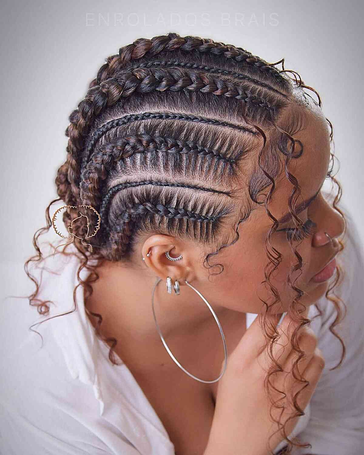 Ghana Braids with Organic Curls for Black Ladies