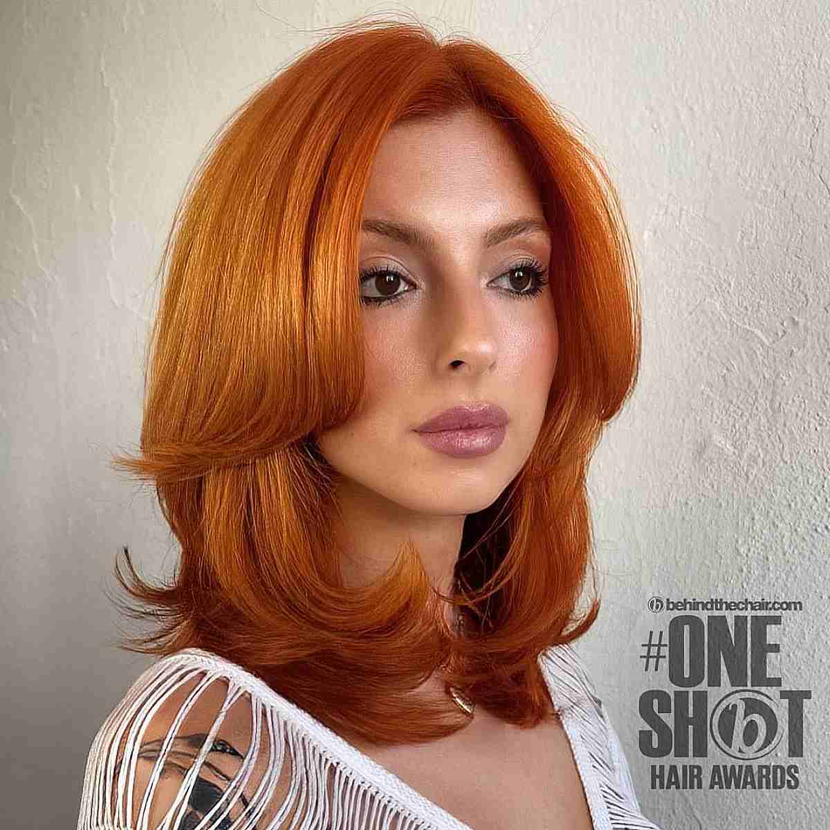 Ginger Mid-Length Straight Hair with Short Layers