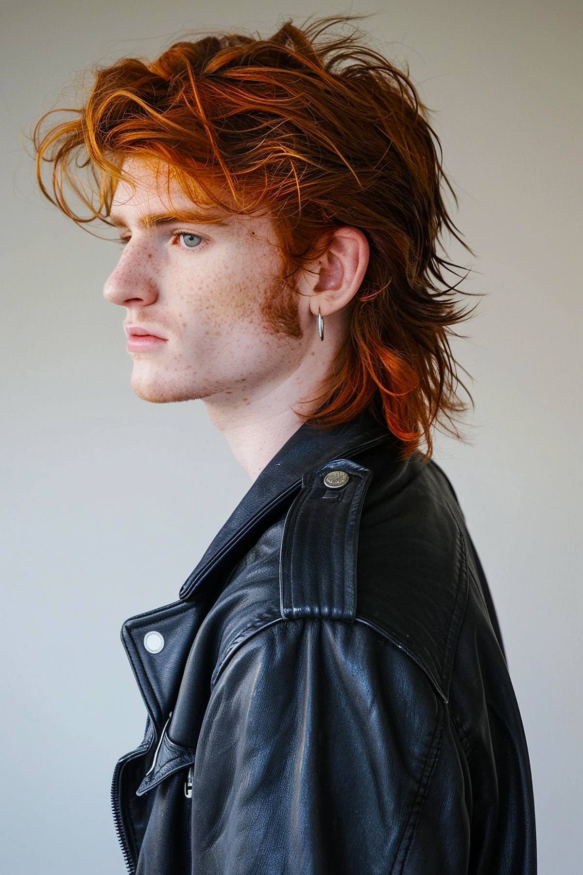 Ginger shaggy mullet for men hairstyle