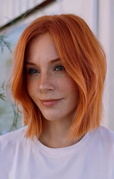A Ginger Softly Blunt Cut Bob