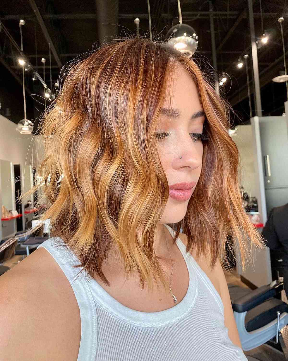 Glam Brown Lob with Layers