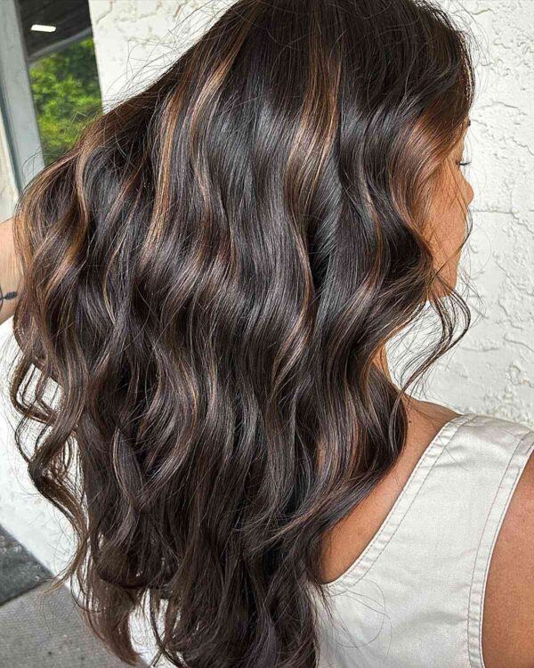25 Examples Caramel Balayage on Black Hair