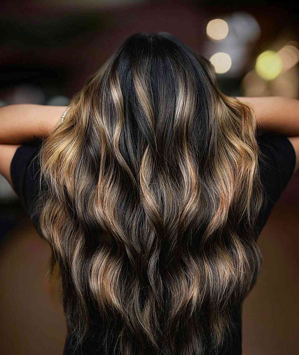 40 Pretty Hair Styles with Highlights and Lowlights : Dark Chocolate Hair  with Copper Shimmer