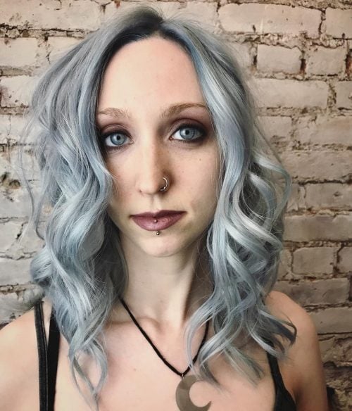 A neat silver and grey waves hair color