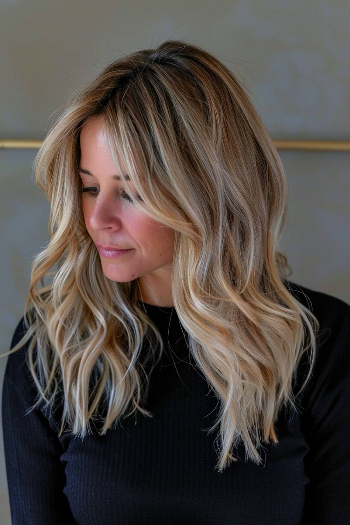 Golden blonde highlights on neutral blonde hair