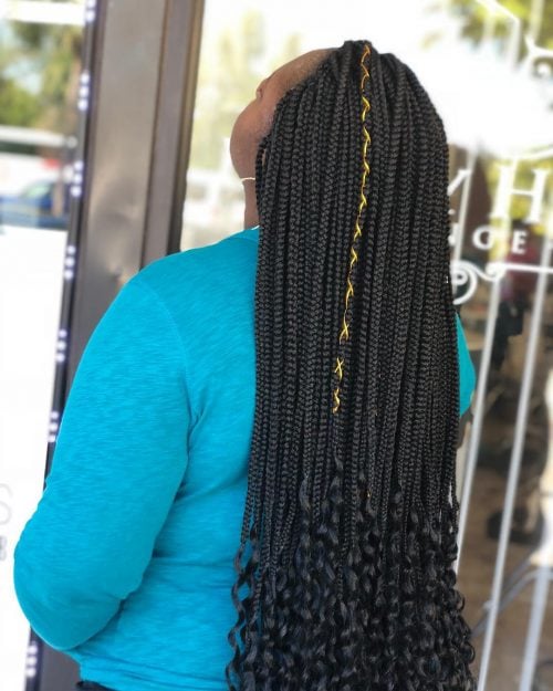Goddess braids with a weave
