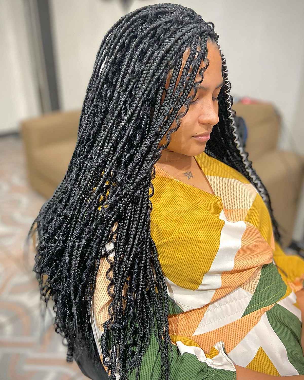 Goddess braids with curls