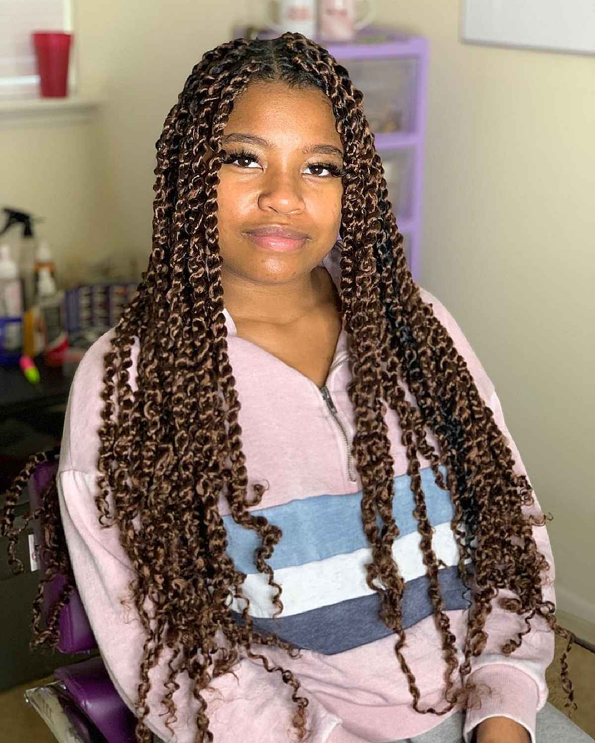 Goddess havana twists with curly ends