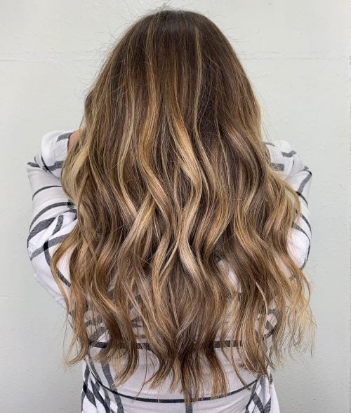 Fantastic Brown and Golden Blonde Balayage with Beach Waves