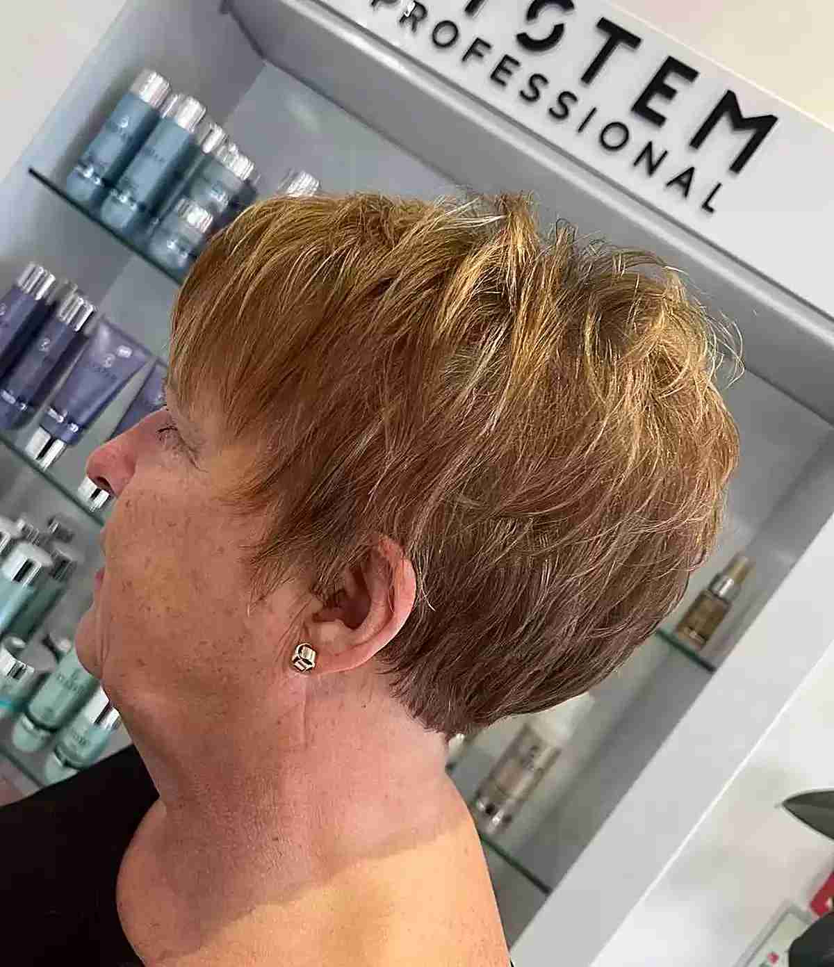 Golden Blonde for Short Pixie Bowl Cut on Ladies Over 60