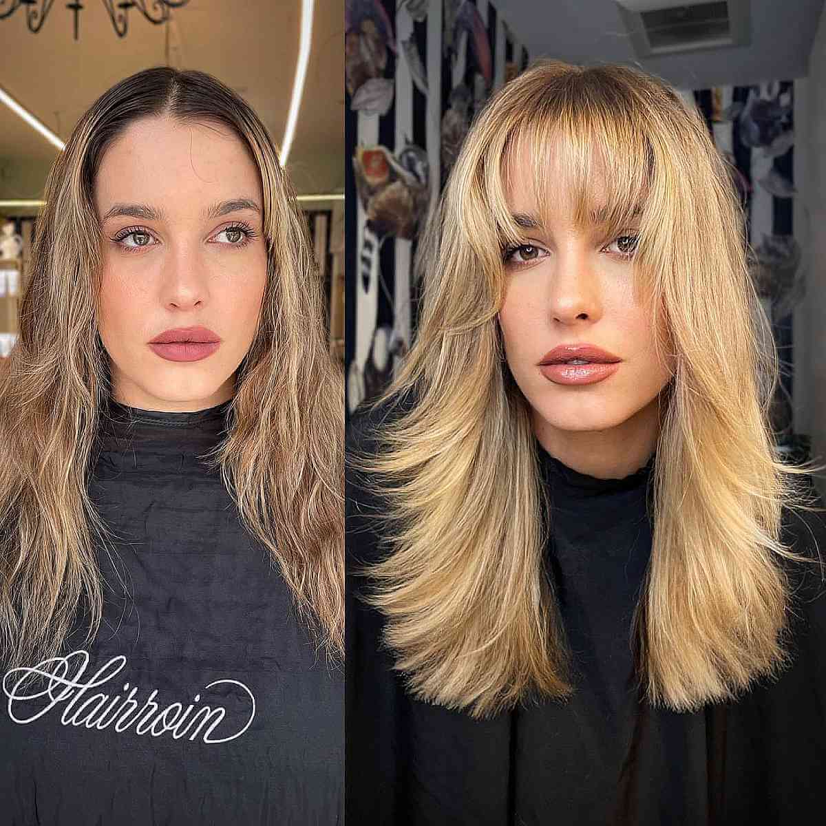 Golden Blonde Long Hair with Thin See-Through Bangs
