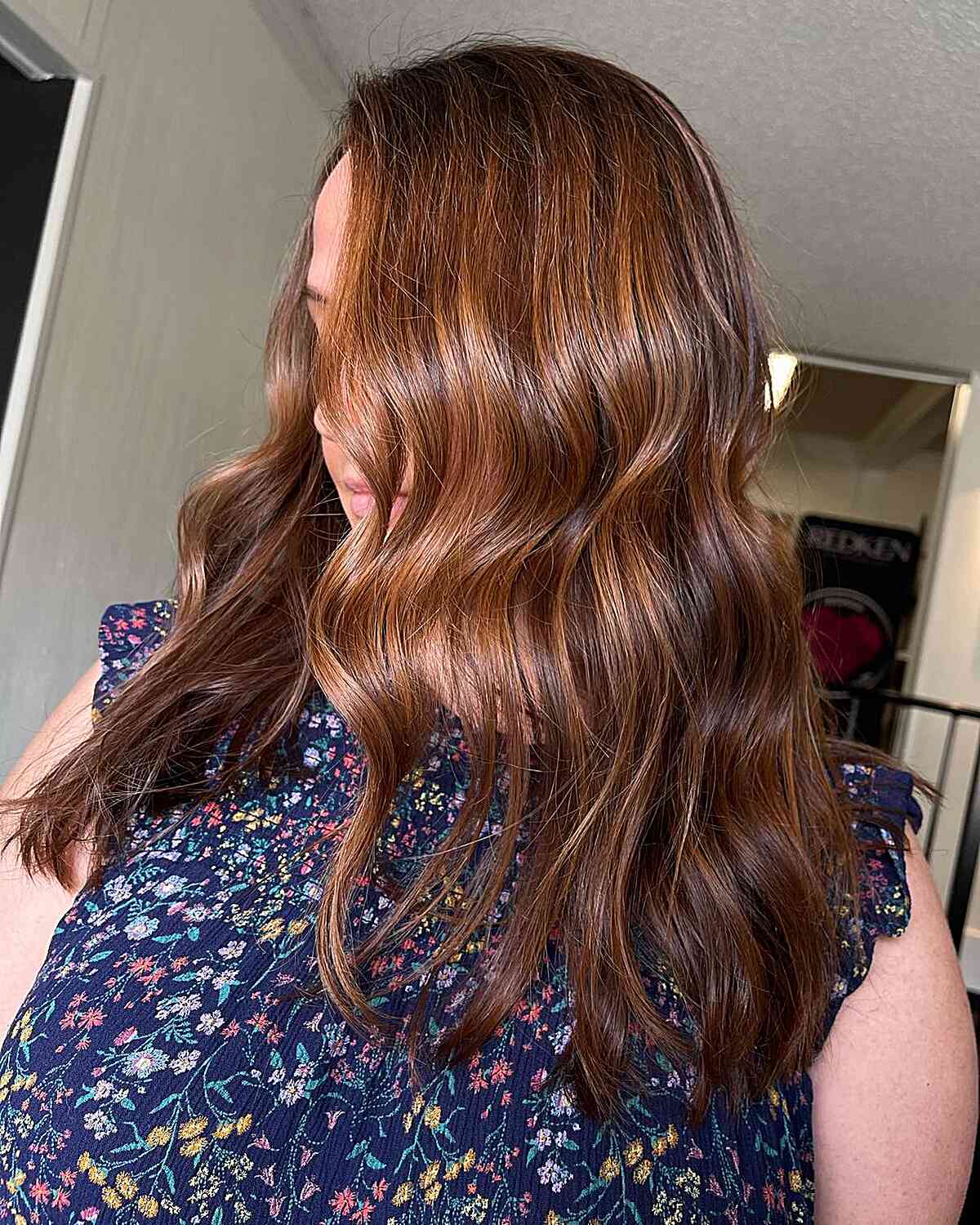 Medium-Length Golden Chestnut Auburn Balayage Hair