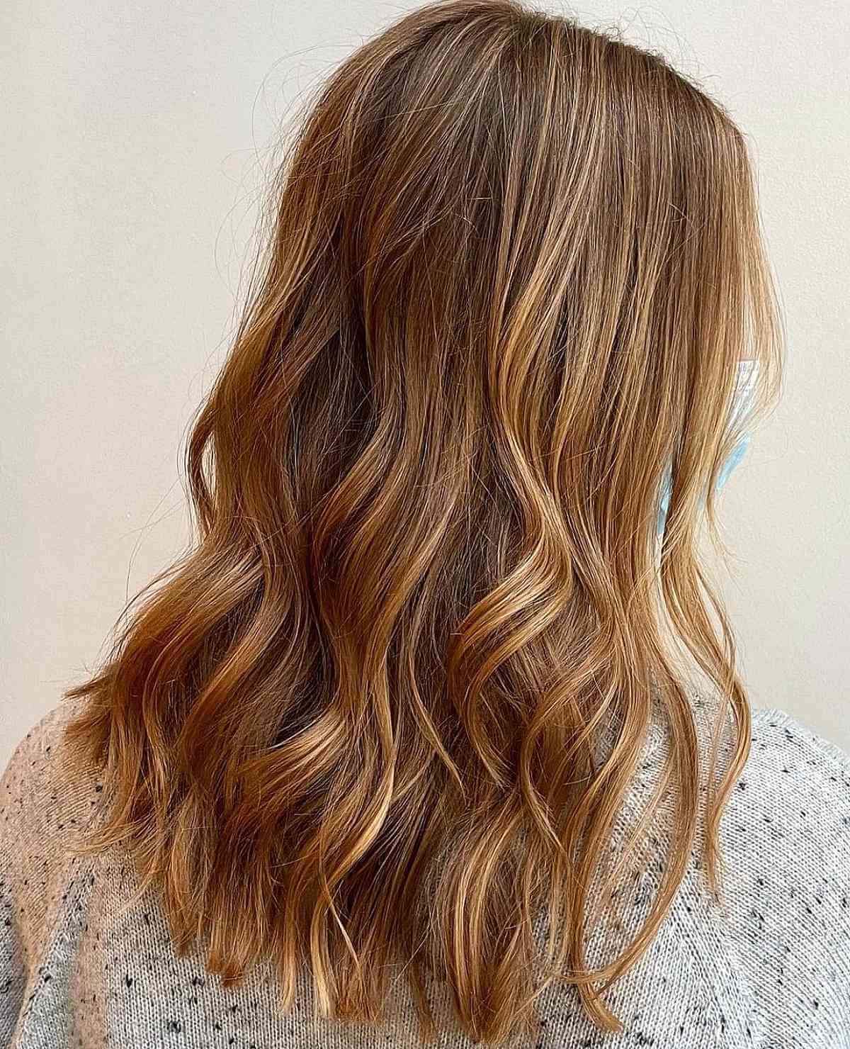 Golden Strawberry Highlights on Brown Hair