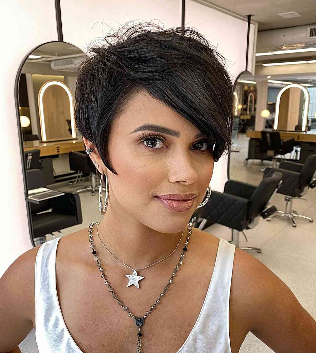 Gorgeous Deeply Side-Parted Long Pixie for women with an oval face