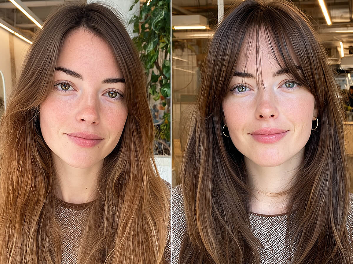 Gorgeous face-framing bangs for long hair