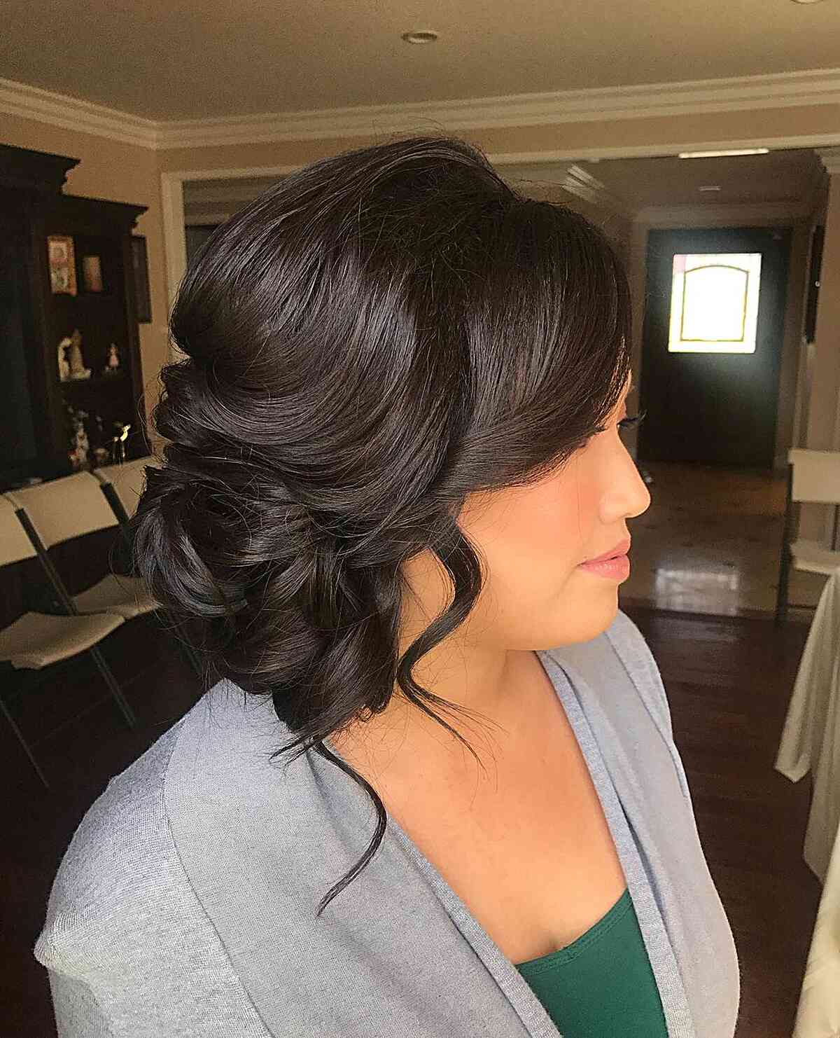 Gorgeous Formal Updo Hairstyles with Side-Swept Bangs