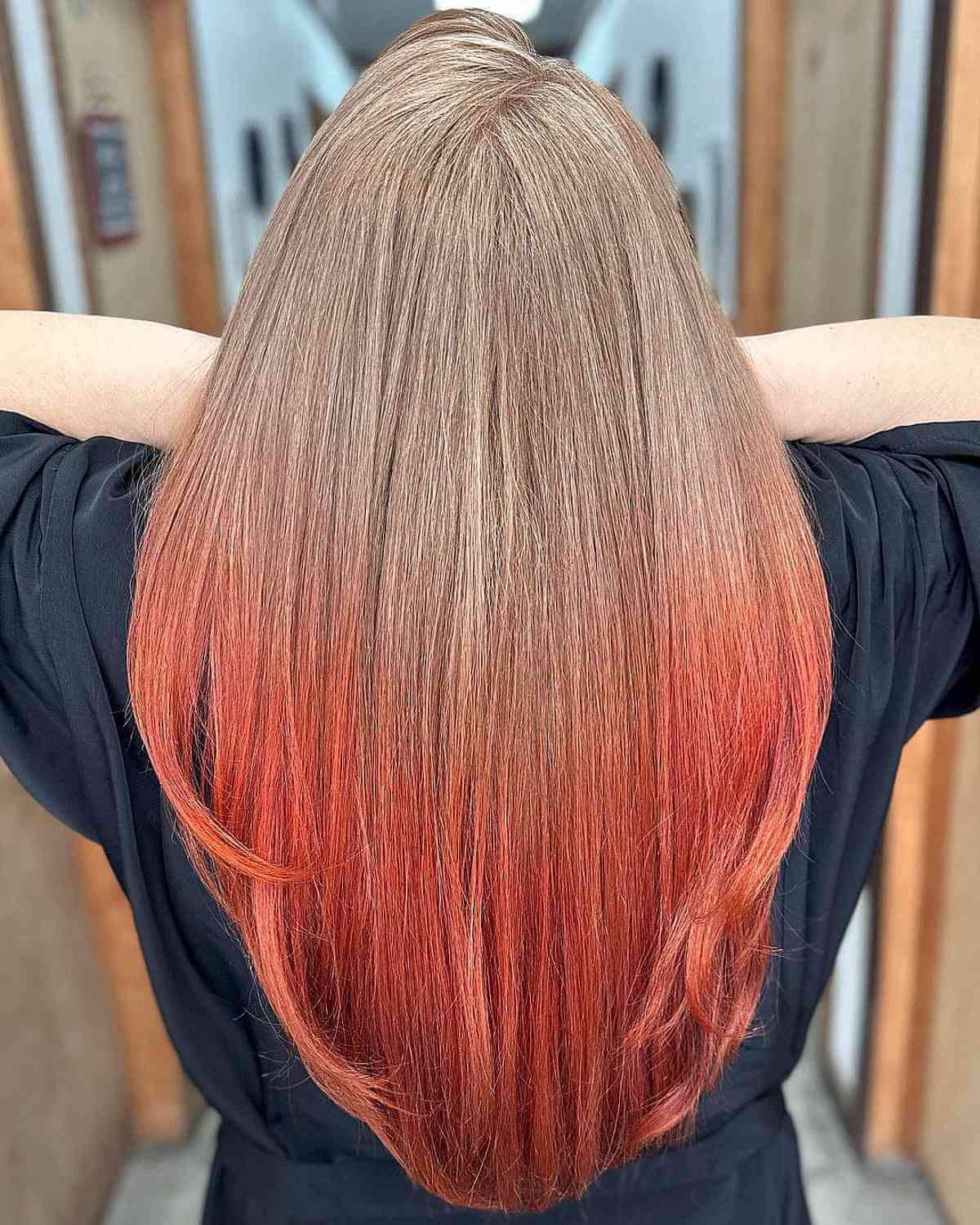 Gorgeous Gray to Copper Ombre on Long Hair