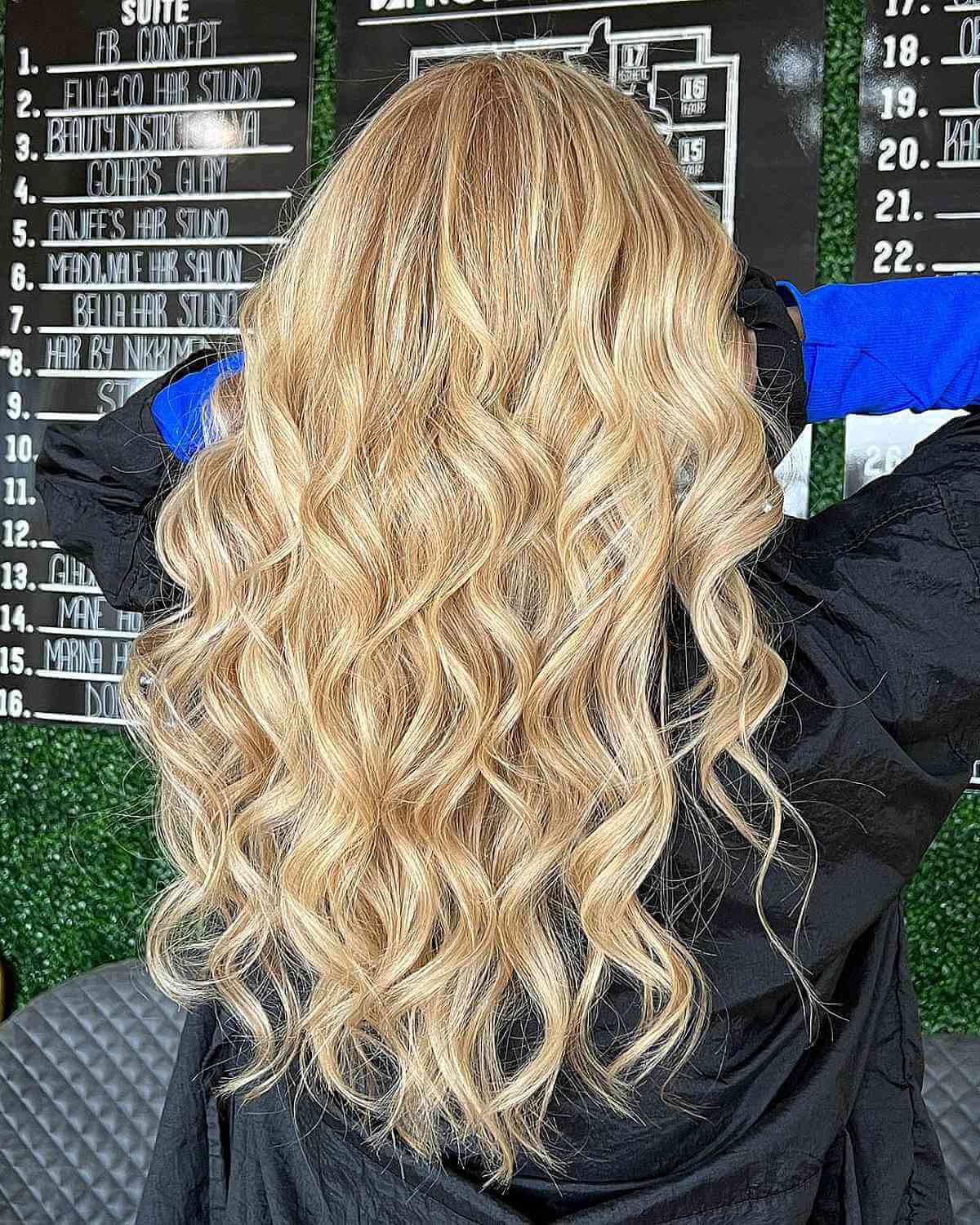 Gorgeous Long Curled Blonde Hair with Lowlights