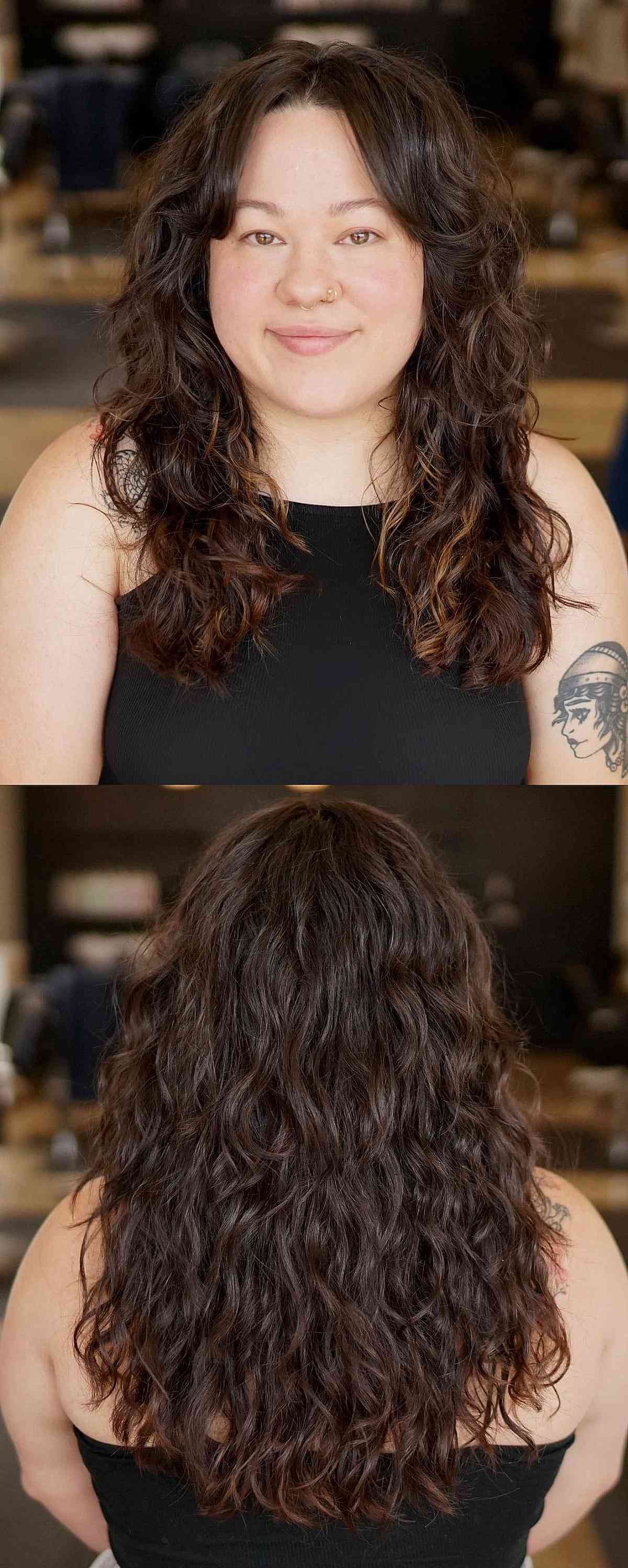 Gorgeous Loose Curls with a Center Part for Round Faces