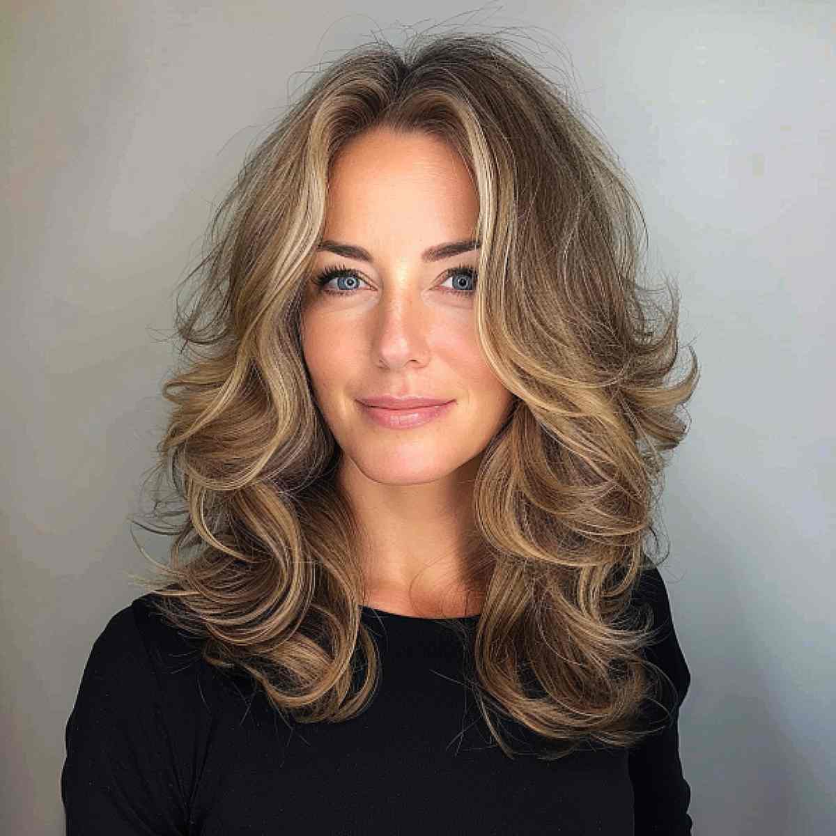 gorgeous mid-length curled layers