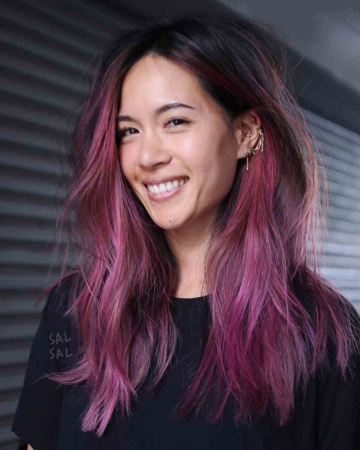 Gorgeous Plum-Colored Lived-In Hairstyle