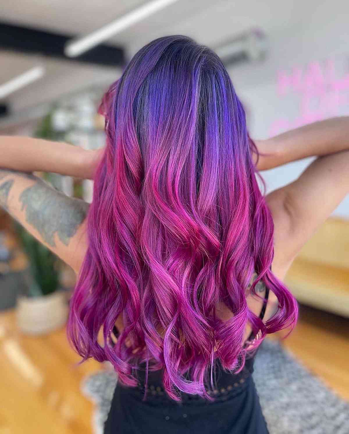 Gorgeous Purple to Pink Ombre Hair Color