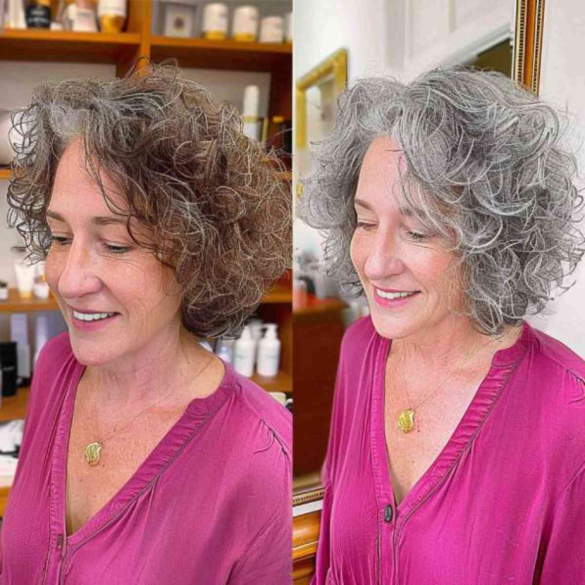 Gorgeous Silver Transformation for curly hair