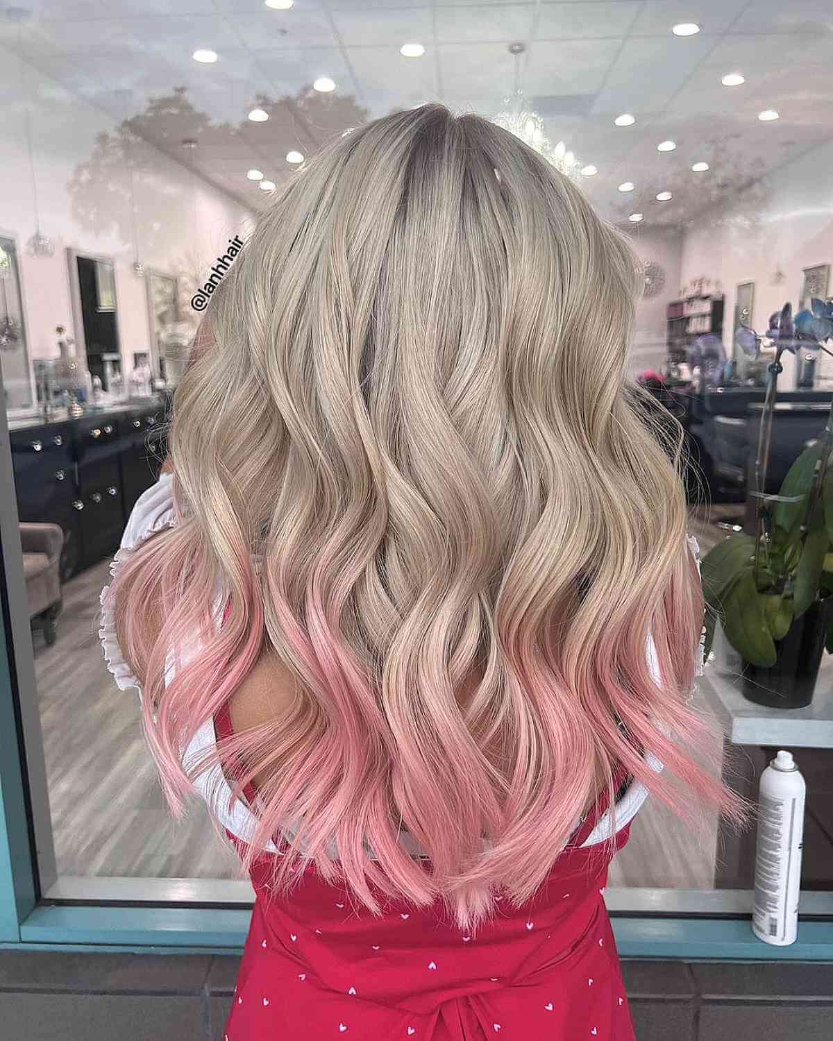 Gorgeous White Blonde Hair with Pink Tips