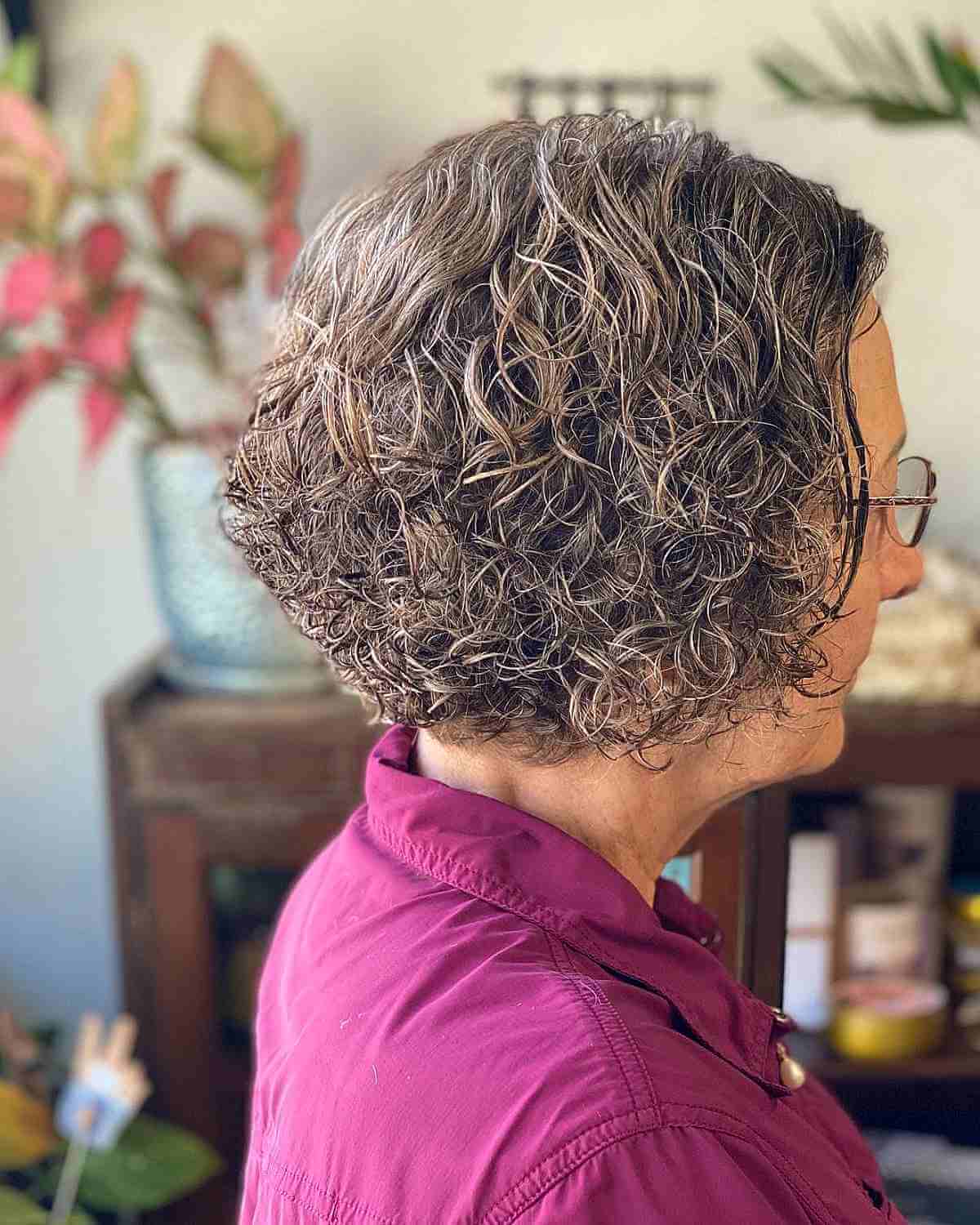 Graduated Bob For Older Ladies with Curly Hair