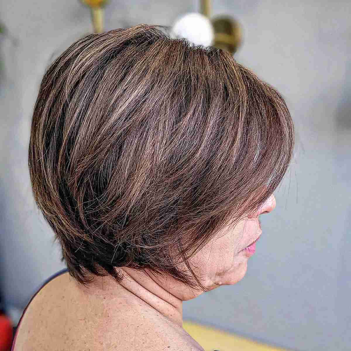 Younger-Looking Graduated Bob on Brunette Hair for Older Women