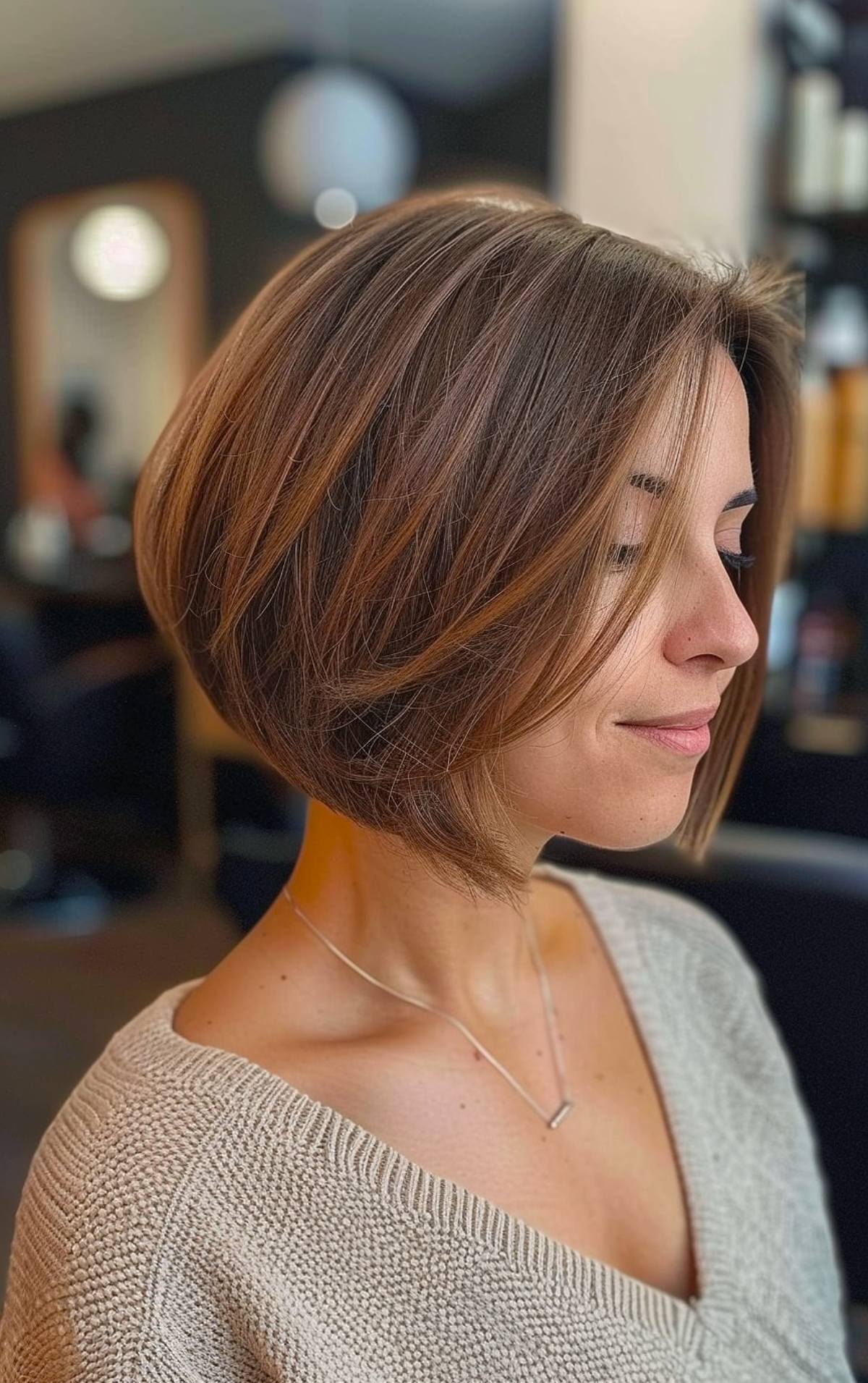 Short graduated bob with stacked layers for added volume