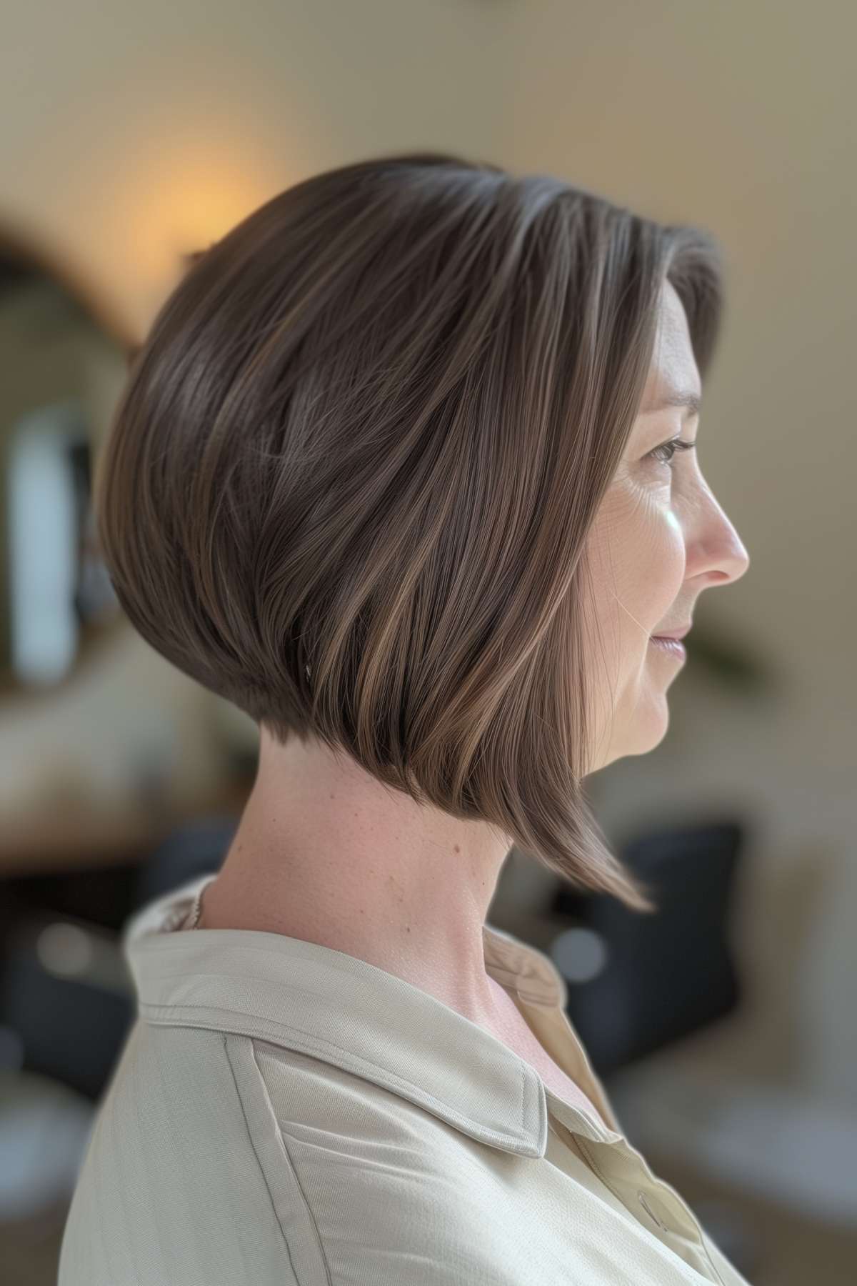 Graduated bob hairstyle for thick hair