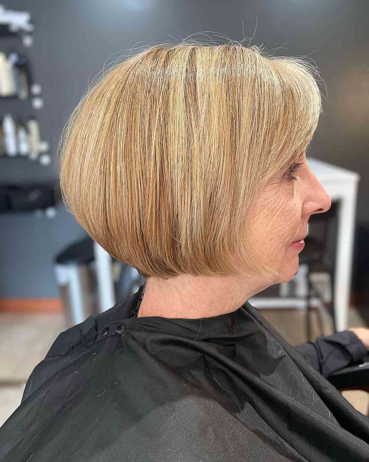 Graduated Bob with Blonde Balayage for Old Women