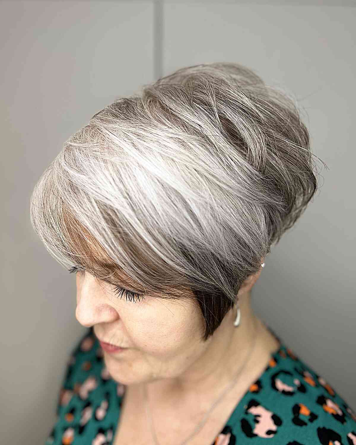 Graduated Bob with Feathered Bangs for Older Women