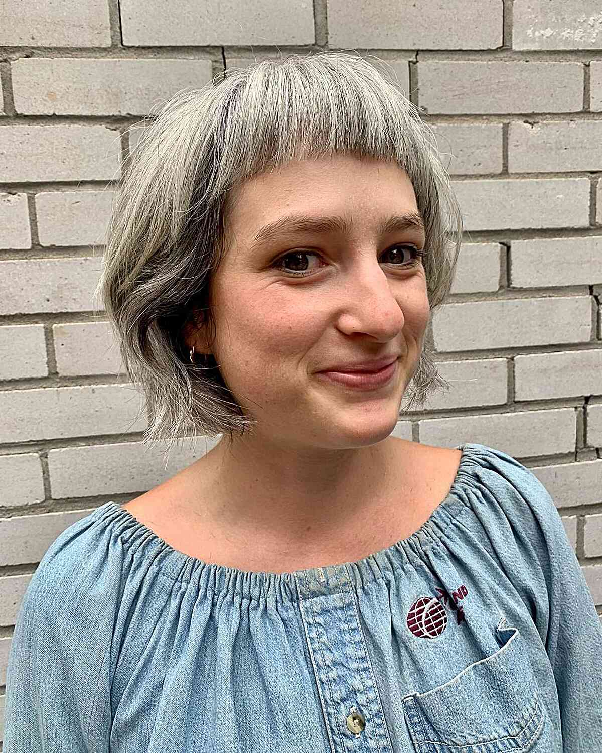 Graduated Chin-Length Bob with Micro Bangs on Fuller Face Shapes