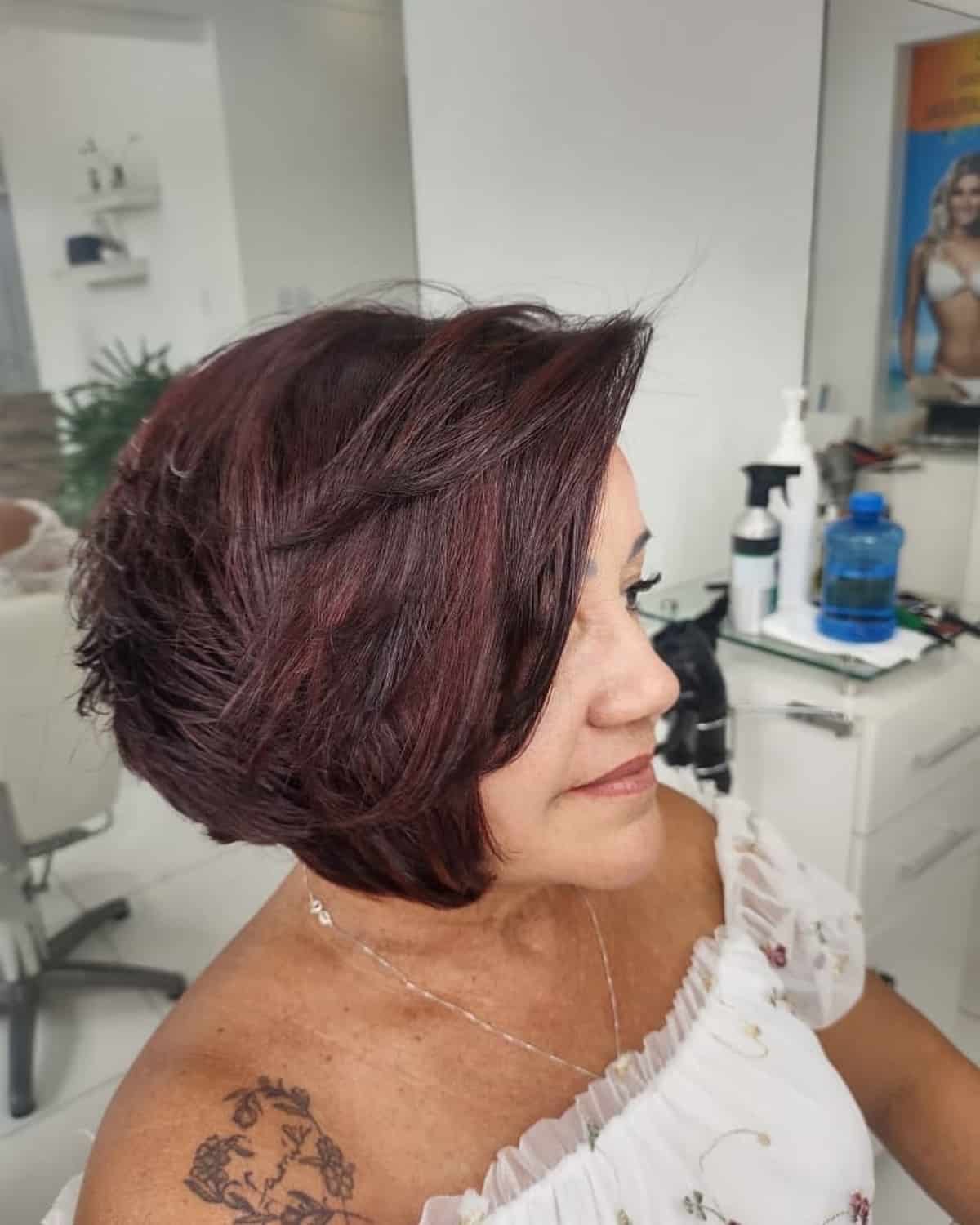 Graduated layered bob for mature women in their 50s