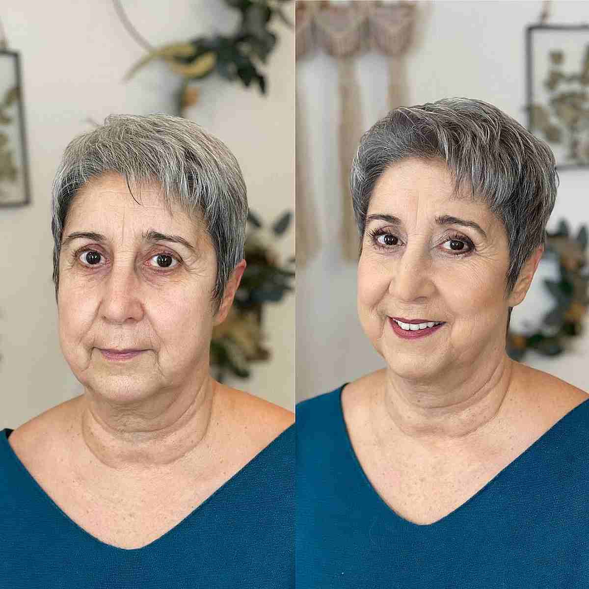 Gray Cropped Pixie for Oval Faces and Women Over Sixty