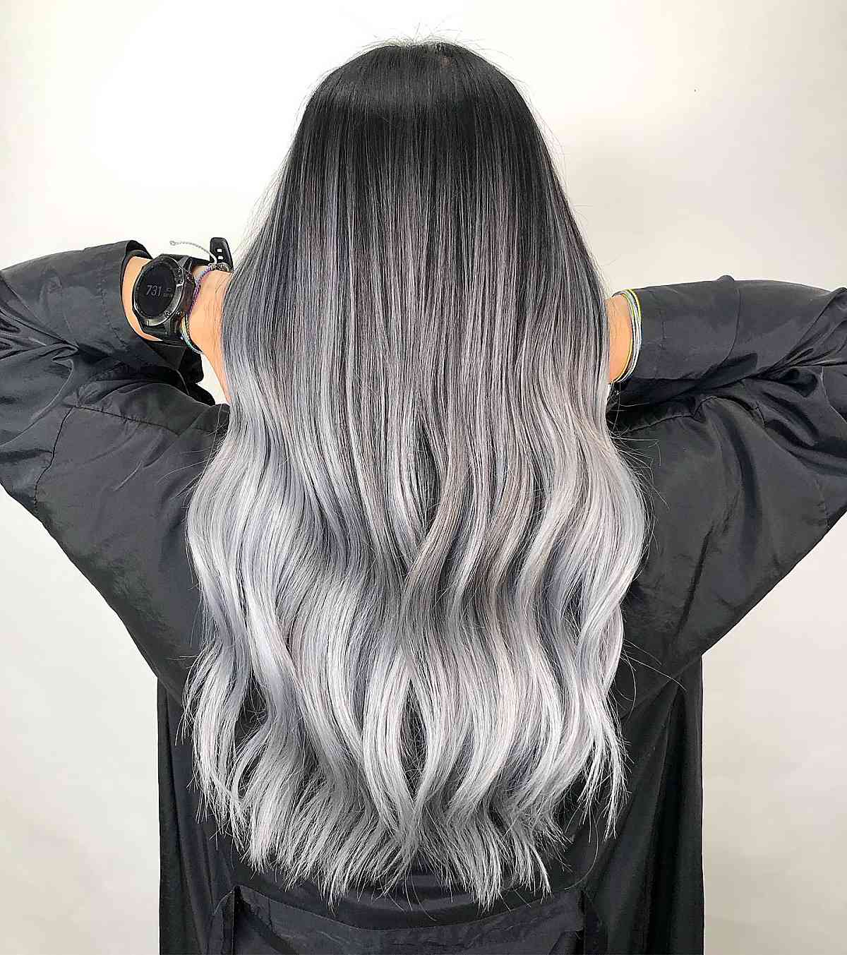 Beautiful gray ombre for dark hair