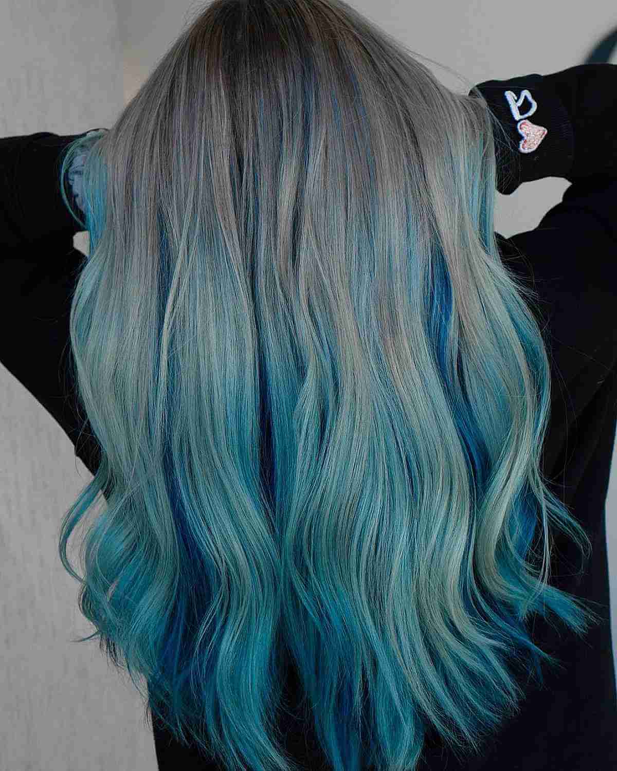 Gray to Teal Blue Ombre Mermaid Hair