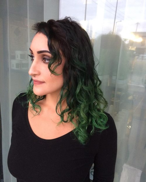 Curly green ombre