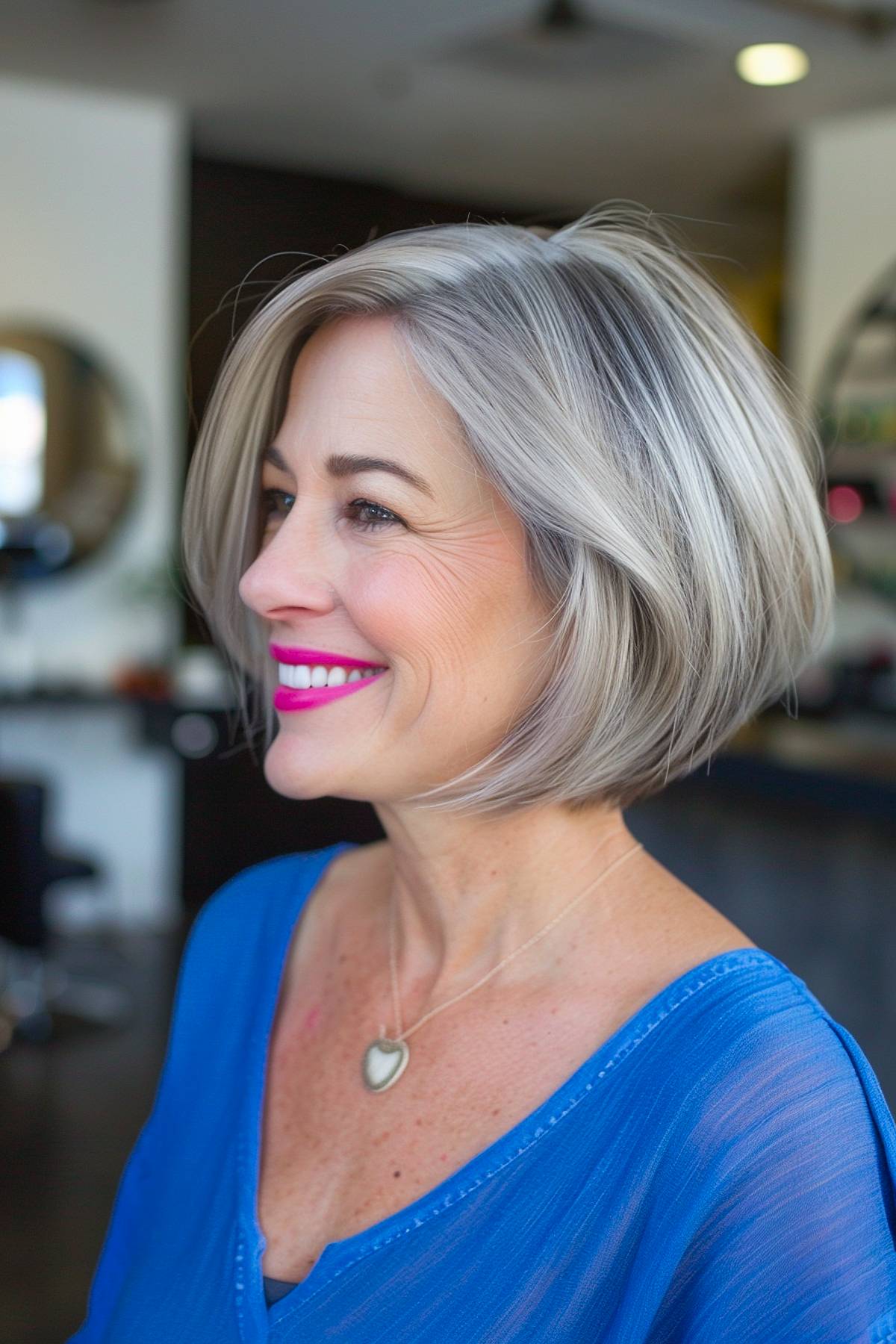 Grey inverted bob hairstyle