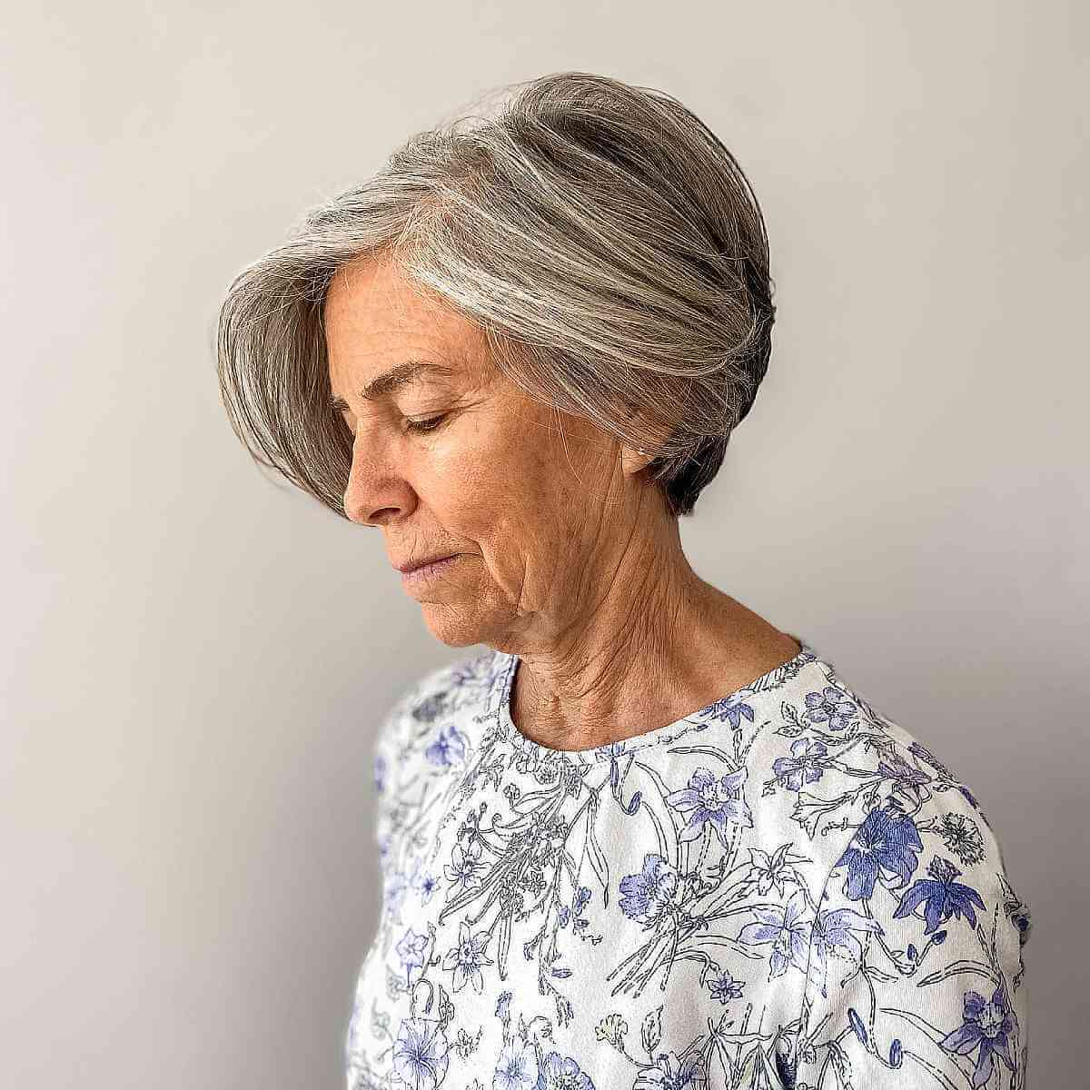 Grey Lixie Cut for Older Women with Thin Hair